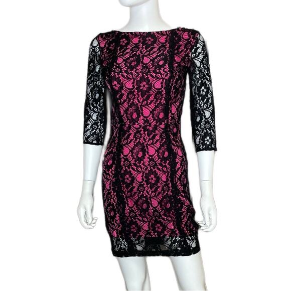 ERIN by Erin Fetherston Women’s Turn The Radio On Dress Black Pink Sz 0 - Picture 2 of 8